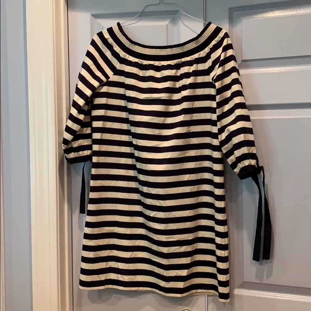 NWT J Crew Striped off the shoulder dress! Size L